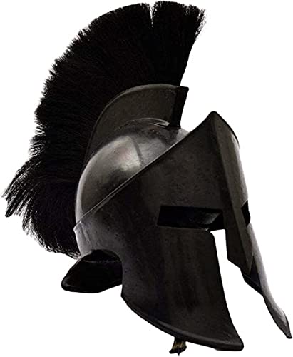Image of AnNafi Medieval Greek Spartan Helmet 300 Movie King Leonidas Roman Helmet Black Finish w Red /Black Plume | Legions Helmets