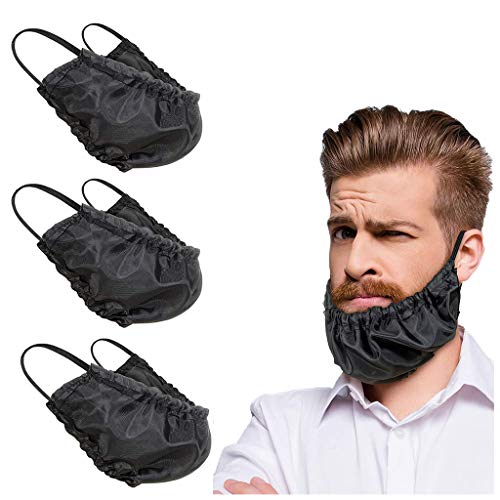 Mens Beard Covers, Beard Bandana Beard Apron Guard Beard Caps Bedtime Bib, Adjustable Facial Hair Apron Guard Rag Bonnet Beard Gains(3 Pcs, Black)