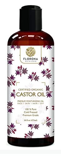 Florona Castor Oil USDA Organic - 16 fl oz for Hair Care, Skin Ca...