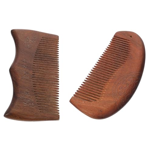 Healeved 2 Piezas Peine de ébano hair topper scalp massager herramientas para peinar el cabello peine de peluquería peines para el cabello de las mujeres peines para el hogar Sándalo Coffee