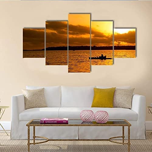Toile paysage de coucher de soleil en bateau voile pour sublimer votre chambre