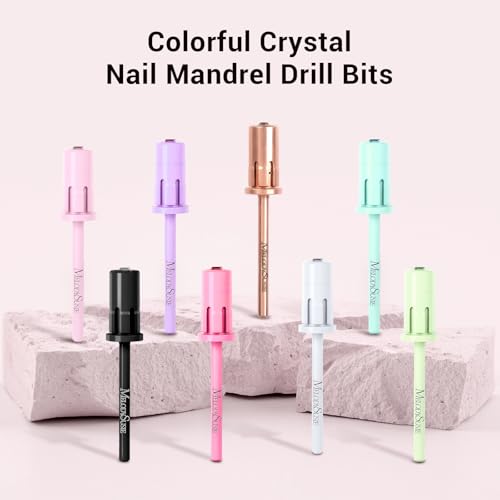 Image of MelodySusie Crystal Top Mandrel Bit for Nails, 3 /32'' Easy Off Nail Drill Bits for Sanding Bands, Suitable for Acrylic Nails Gel Manicures and Pedicures, Pink Blossom