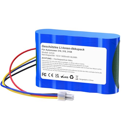 Ersatzakku kompatibel mit Husqvarna Automower 310 315 315X Gardena Sileno R100Li R130Li R160Li Rasenmäher - (3600mAh 18.5V Li-Ion)