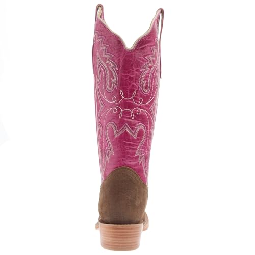 Women's Cider Brown Rough Out 13 In Fushsia Top Cowgirl Boot3