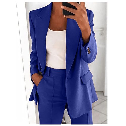 Firzero Women Plus Size 2 Piece Business Casual Outfits Long Sleeve Open Front Lapel Collar Blazer Pants Set Work Pant Suits2
