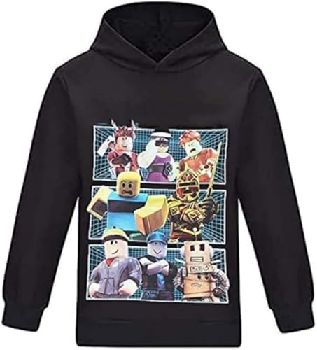 Roblox capuchontrui voor jongens, hoodies voor kinderen, speloutfits, karikatuurpersonages, pullover, katoen, meisjesbroek, kledingset, blauw, 9-10 jaar Roblox capuchontrui voor jongens, hoodies voor kinderen, speloutfits, karikatuurpersonages, pullover, katoen, meisjesbroek, kledingset, blauw, 9-10 jaar