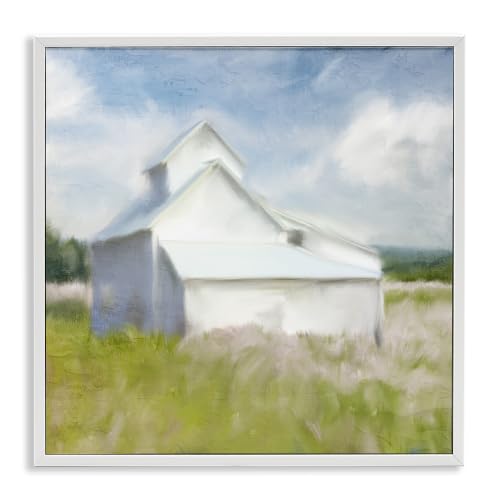 Farmhouse Cottage Countryside Landscape, 12 x 12 Inch Framed Giclée Print
