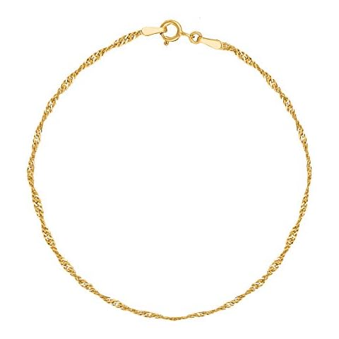 Ritastephens 14k Real Yellow Gold Singapore Sparkle Anklet Ankle Bracelet 10 Inches Cover