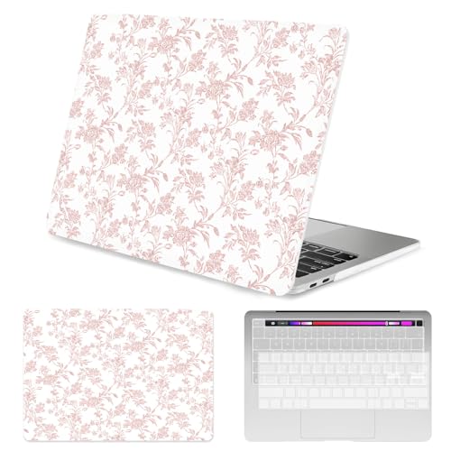Coque MacBook Pro 13 antichoc et son protège-clavier fleuri anti-poussière A2338 A2251