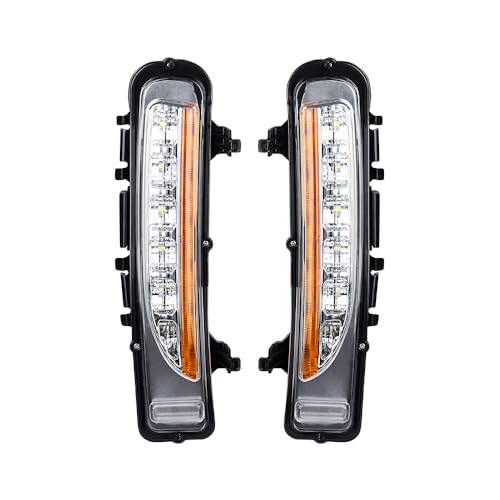 AMOPA Compatible with Ford Edge SUV 2011 2012 2013 2014 Clear Lens LED White DRL Daytime Running Light Switchback Amber Turn Signal Front Lower Bumper Fog Lamp Waterproof 2x Left Right