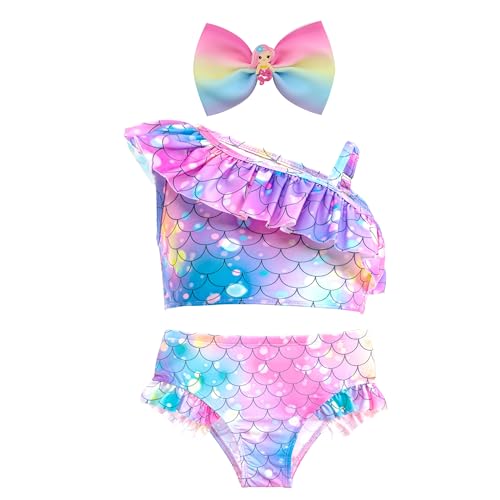 Image of GALLDEALS Girls Swimsuit 3 Piece Bathing Suits Flounce Ruffle Tankini Set Beach Swimwear with Cover Ups Skirt for 3-10 Years