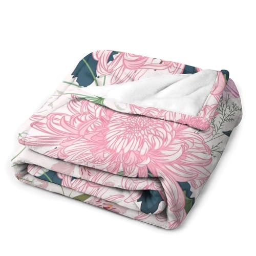Couverture en flanelle fleurs roses pour canapé soirée cocooning - 4