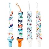 【Lindo y único diseño】 El clip de chupete de bebé toma 4 diseños unisex de moda y coloridos. Adecuado para todas las marcas de chupetes falsos, con un anillo duradero, fácil de instalar y combinar color.
