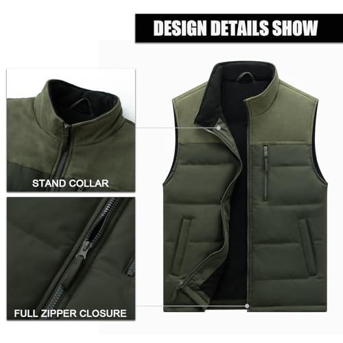 Image of Msmsse Men's Outerwear Vests Winter Quilted Padded Vest Gilet Stand Collar Warm Puffer Vest