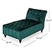 Christopher Knight Home Rafaela Modern Glam Tufted Velvet Chaise Lounge with Scrolled Backrest, Dark Teal and Dark Brown 54.5D x 28.5W x 30.25H in