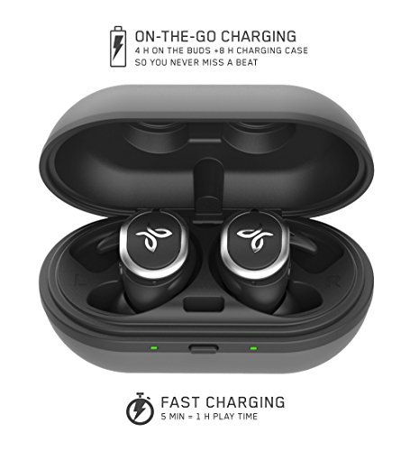 Jaybird RUN True Wireless Headphones for Running, Secure Fit, Sweat-Proof and Water Resistant, Custom Sound, 12 Hours In Your Pocket, Music + Calls (Jet) (Renewed)