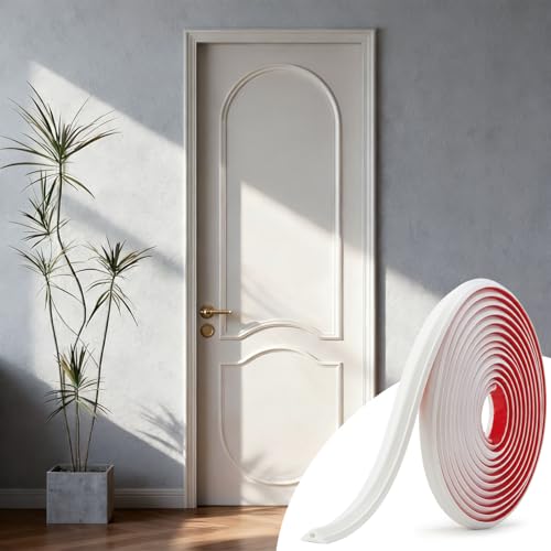 JSIWOTH 6,1 m Selbstklebende Wand Zierleiste Flexibel, Peel and Stick Wand Moulding Trim aus TPE, Dekorative Leiste für Spiegel Tür Schrank Rahmen, Einfache DIY Wanddekoration, Weiß