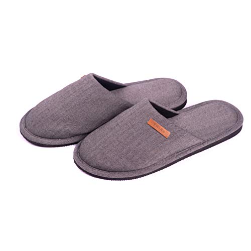 TWINS Fashion « Moreno » Zapatillas de casa Hombre Invierno Interior cómodo cálido Suela Antideslizante Pantuflas Mulas Suaves sin Ruido - Gris 44/45