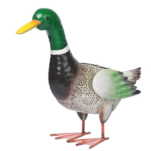 RCJSKJ Solar Ducks Outdoor Statue ，Metal Duck Garden Decor ，Lawn