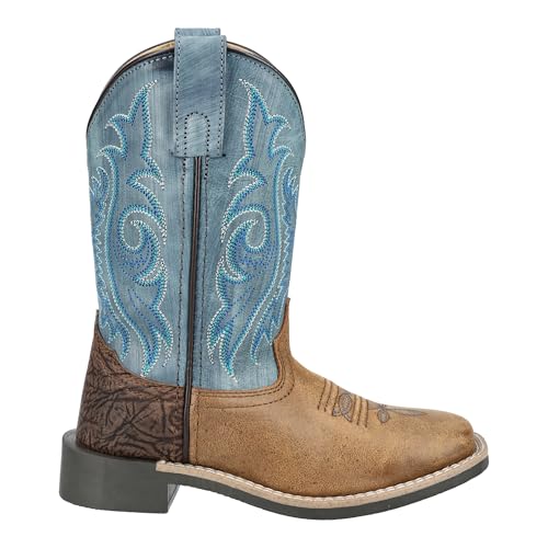Smoky Mountain Western Boots Boys Leather Cole Brown Blue 3422Y3