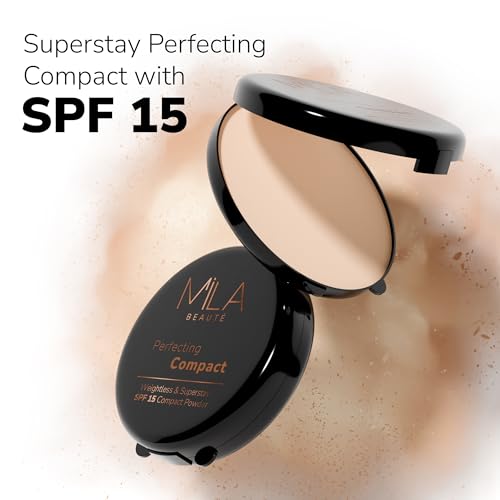 Image of Mila Beaute Perfecting Compact Powder | Natural Matte Finish| Longstay with SPF 15 | Minimized Pores and Finelines | Controls Shine | Lightweight Compact Powder | Shade - (True Beige 16g) (Pack of 2)