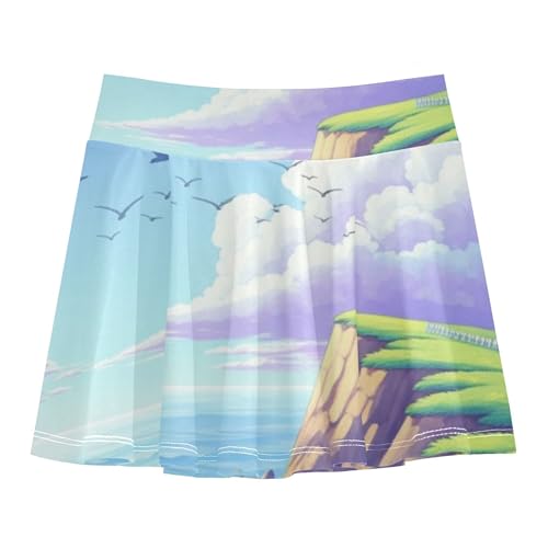 Coastal Lighthouse Cliff Landscape Skirts with Shorts Neon Girls' Shorts Athletic Skorts Teen Skirt 4t