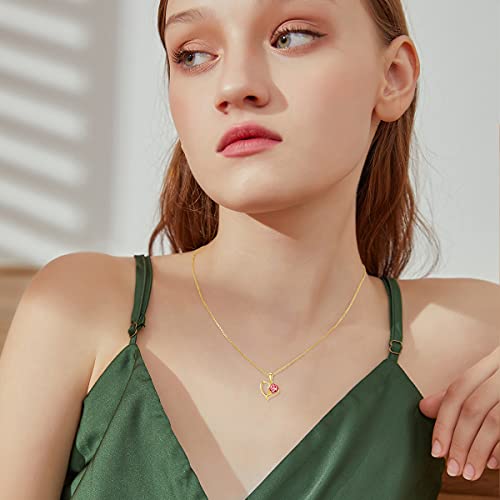 Mother's Day Gifts 14K Solid Gold Carnation Heart Pendant Necklace For Women,Yellow Gold Carnation Flower Necklaces Anniversary Birthday Gifts For Mom Grandma Wife,16''-18'' #TOP1