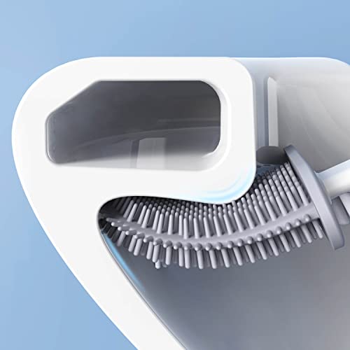 Image of Silicone Toilet Brush, Flexible Brush, Toilet Cleaning Brush, Long Handle, Wall Mount, hygienic Brush