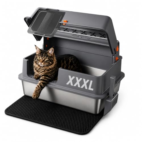 Enclosed XXXXL Stainless Steel Cat Litter Box