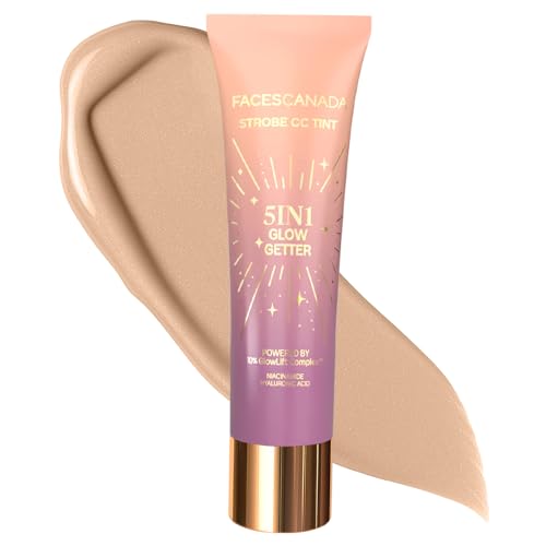 FACES CANADA Strobe CC Tint – Paradise Vibes 01, 27ml | 5-in-1 Serum + Moisturizer + Primer + BB/CC Cream + Strobe Cream | Lightweight | Radiant Dewy Glass Skin Glow | Niacinamide & Hyaluronic Acid | For Fair To Light Skin