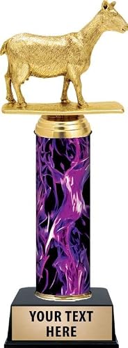 Crown Awards Personalized Purple Inferno Dairy Goat Trophy, 10.5" Dairy Goat Trophy Award, Customize Now Prime