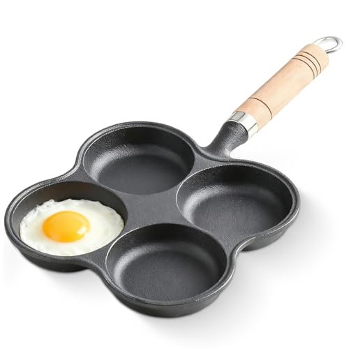 Sartén antiadherente de hierro fundido de 4 tazas para el desayuno, sartén de huevos para estufa de gas y utensilios de cocina de inducción