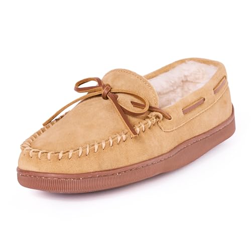 Minnetonka Men's Pile Lined Hardsole Slipper,Tan,15 M US