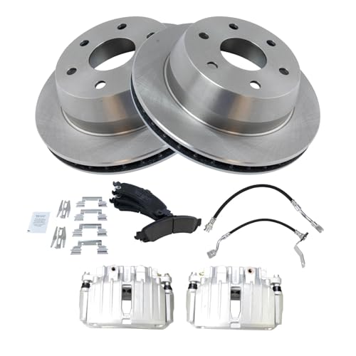 Image of TRQ Rear Brake Pad & Rotor Kit Ceramic Compatible with 2002 Chevrolet Silverado 1500 GMC Sierra 1500