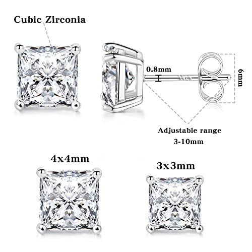 Princess Cut Cubic Zirconia 925 Sterling Silver Post Stud Earrings for Women Men2