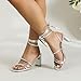 Amoji Women 3 Inch Strap Up Heels Lady Heeled Sandal Ankle Strappy Wedding Party Dressing Dress Shoes 331 Silver Heels Size 8 women