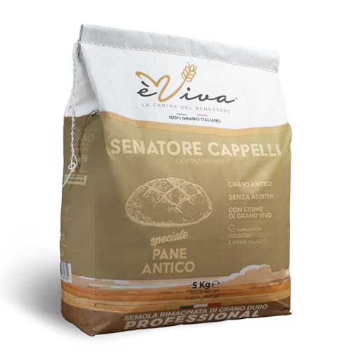 Agricola Piano - Senatore Cappelli | Sémola Re-molida de Trigo Duro Antiguo kg 5 - Pugliese - Sémola Re-molida para Panes Antiguos, Focaccia, Pasta - Granos Antiguos - Con Germen de Trigo Vivo, èViva