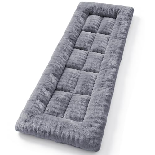 Wamsound Thick Camping Sleeping Pad - Faux Rabbit Fur Ultra Soft & Non-Slip Sleeping Mat with Portable Roll up Camping Cot Pad for Travel Car Tent Guest Bed (75×28 inch, 3, 3, Inches)