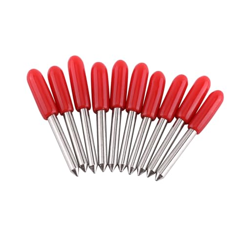 Jeanoko Juego de 10 Cuchillas Cortadoras de Vinilo, Material de Carburo Cementado, Alta Precisión con Larga Vida útil, Adecuadas para Cortar Vinilos Adhesivos de Colores, 30 Grados, 45 Grados, 60,