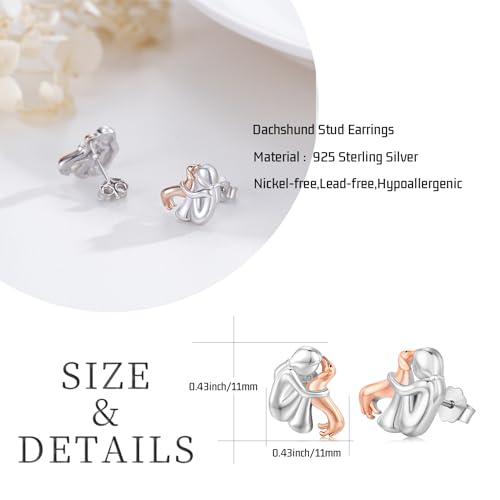 Image of 925 Sterling Silver Dog Earrings Cute Animal Puppy Stud Earrings Dog Jewelry Gifts for Women Girls Pet Lover Hypoallergenic Earrings for Sensitive Ears