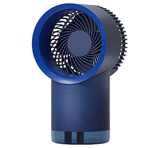 Image of ZQDMYT Mini Fans Portable Desk Fan,Rechargeable Personal Ice fog Fan with Nightlight, Water Mist Fan, for Travel,Office,Camping,Bedroom Quiet (Color : Blue, Size : Wired version)