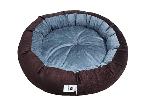 Image of Small Size Dog Bed for Small Size Dogs, Puppies, Kitten and cat Bed Velvet Fabric Dual Color Grey-Brown Anti Skid Bottom Washable Export Quality Pet Bed