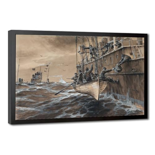 Toile rencontres de sous-marins allemands Willy Stower tableau d'art mural de haute qualité