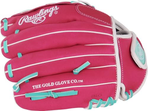 Image of Rawlings | Sure Catch Youth Series Softball Glove | 10.5 inch | Right Hand Throw | Pink /Mint