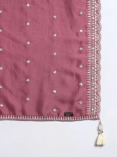 Image of SHOPPING QUEEN Women's Silk Blend Embroidered Kurta and Palazzo Set