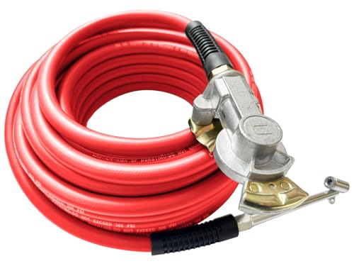 SANFU Truck Tire Inflator Kit 3/8 x 50 Ft Hybird Air Hose 1/4 Chuck and 1/2 NPT Universal Gladhand Connection for Semi Truck Red