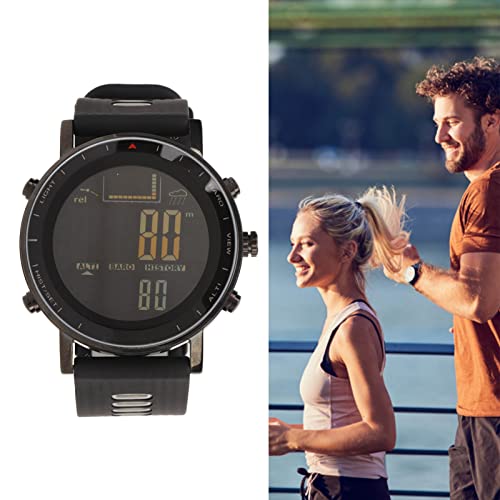 Foto von Digitale Sportuhr, Wasserdichte Outdoor-Digitaluhr mit Höhenmesser, Barometer und Thermometer, Multifunktionale Digitale Armbanduhr für Männer und Frauen, Angeln, Wandern, Klettern (Schwarzgrau)