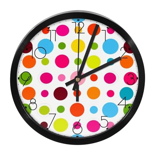 Wall Clocks Silent Non-Ticking Colorful Dots Pattern Modern Clocks Battery Operated Quartz Clock for Office, Home, Bathroom, Kitchen, Bedroom, School, Living Room