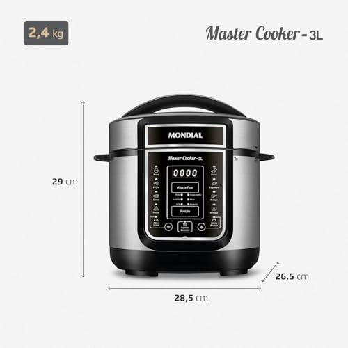 Panela de Pressão Elétrica Mondial, Master Cooker - 3L, 220V, Preto, 700W - PE-40