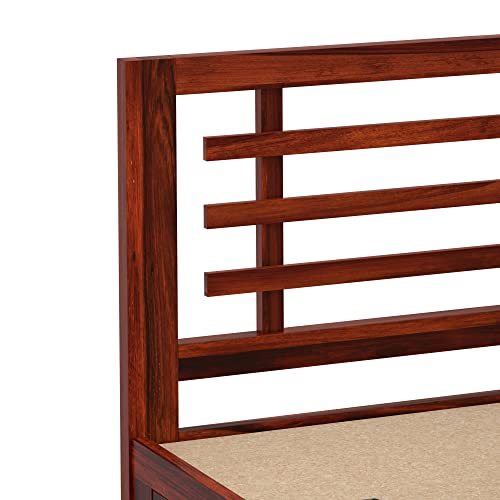 Image of Solid Sheesham Wood Meliora Queen Size Bed with Box Storage Wooden Double Bed Palang Cot for Bedroom, Living Room, Hotel and Home (Honey Finish)